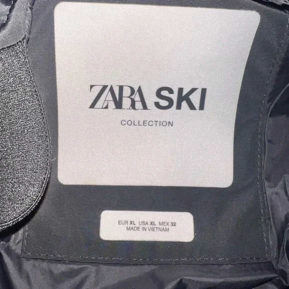 Zara Black Hooded Puffer Jacket with Belt - Picture 5 of 5